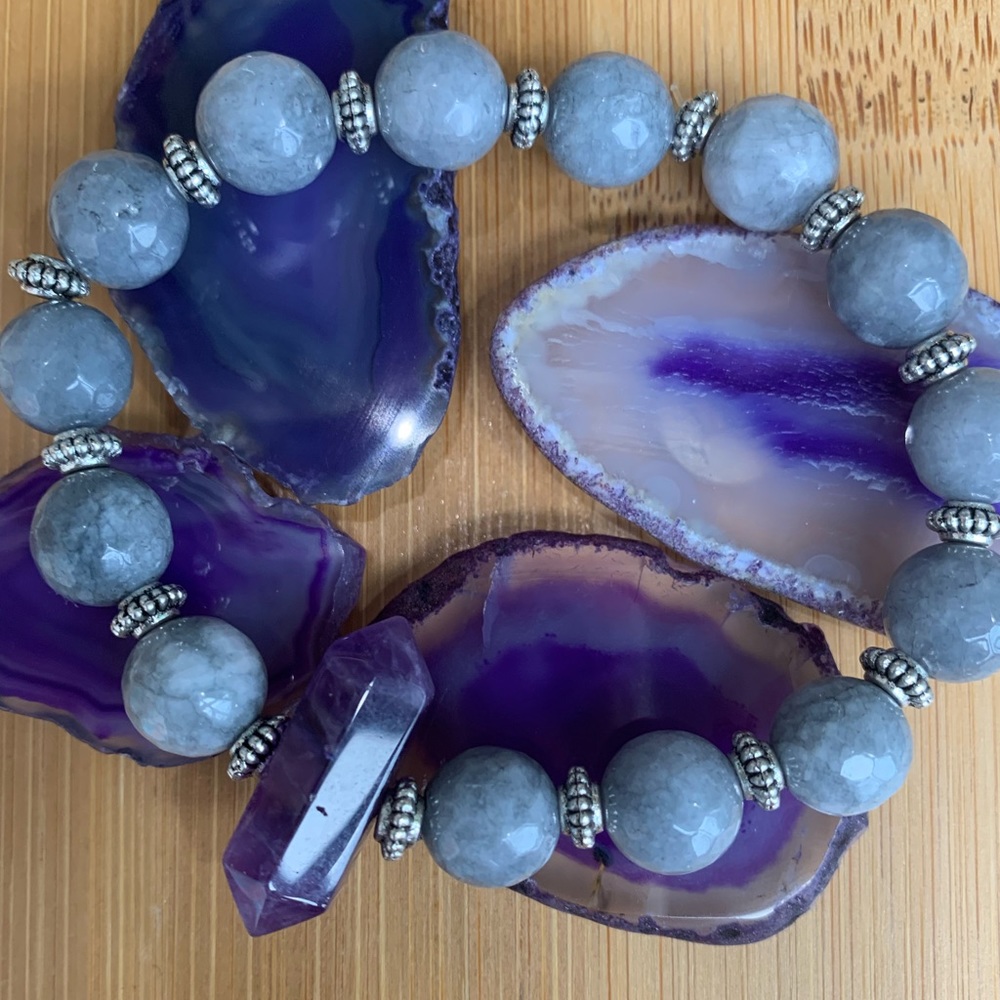 Agate Amethyst Point Bracelet